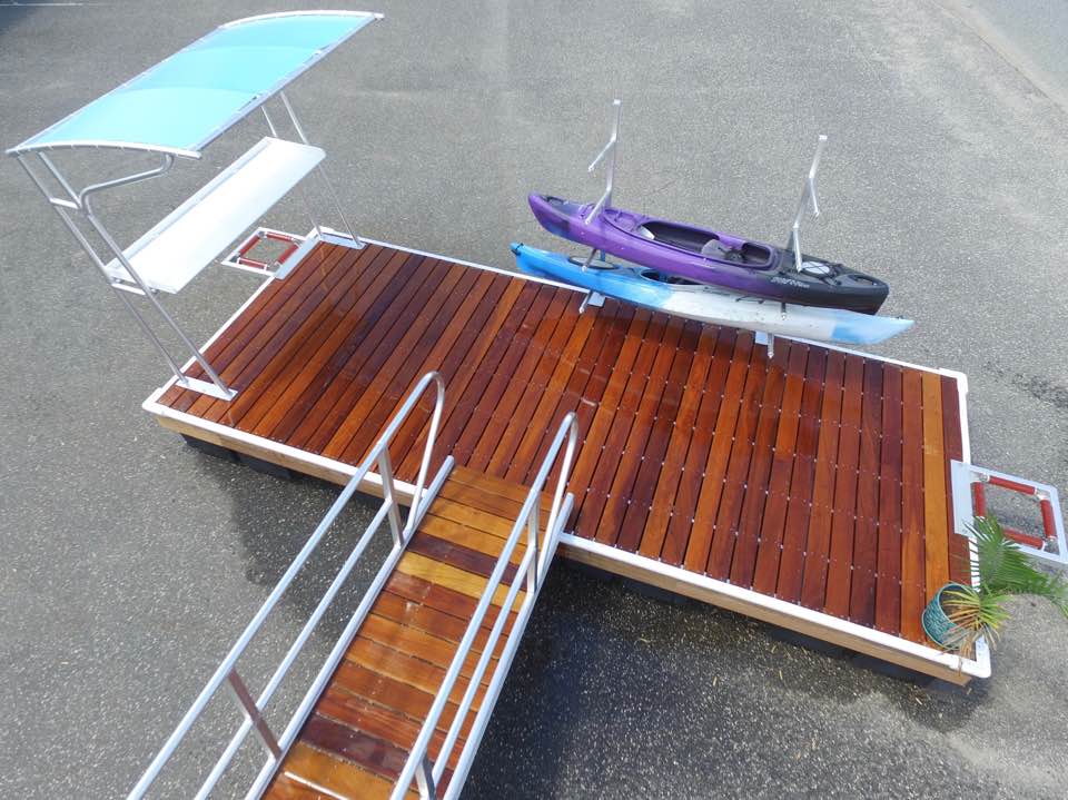 Aluminum Floating Dock Gangway Dock Ramp Fish Cleaning Station Kayak Dock Rack IPE Wood Decking