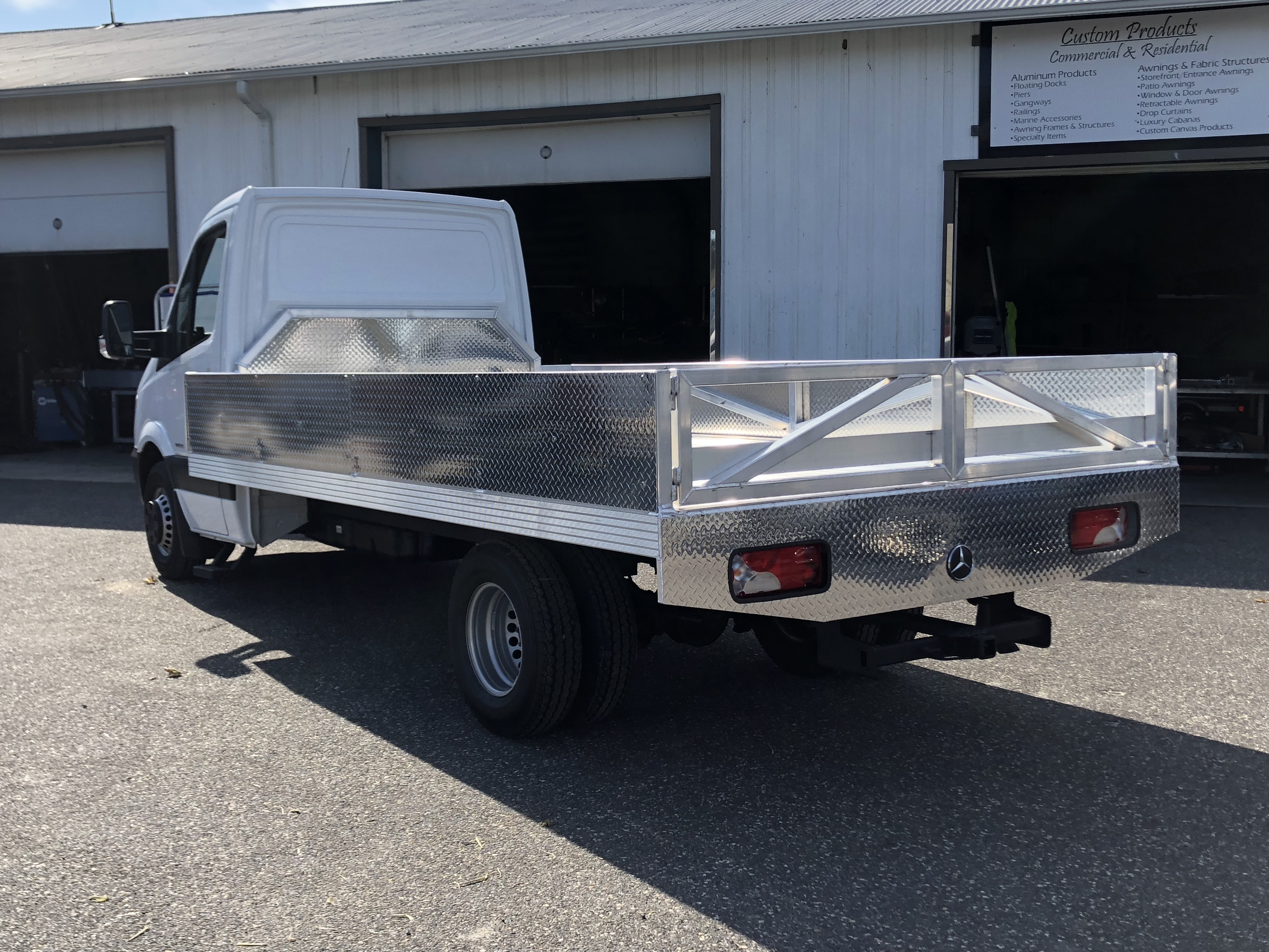 Custom Aluminum Truck Ladder Rack Diamond Plate Flatbed Mercedes by Bluewater Welding