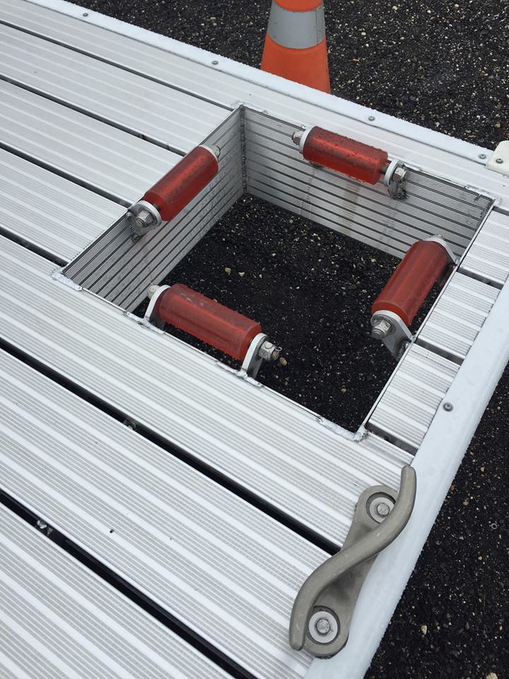 Aluminum Dock with Piling cutout Pile hoop with rollers