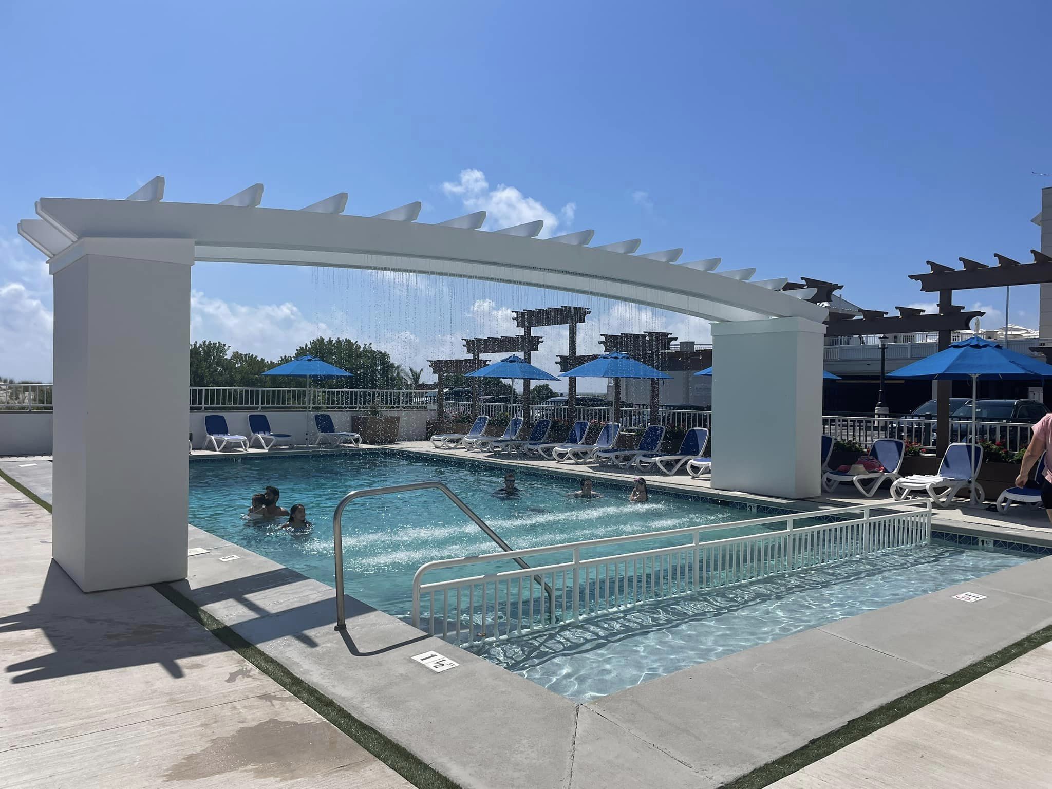 mahalo resort pool aluminum waterfall pergola